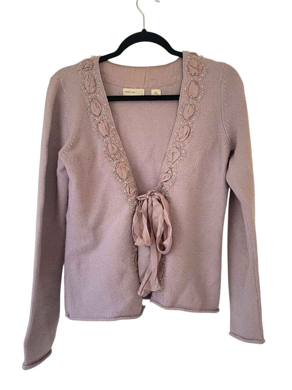 Sleeping On Snow lavender embellished cardigan wool blend sweater size medium